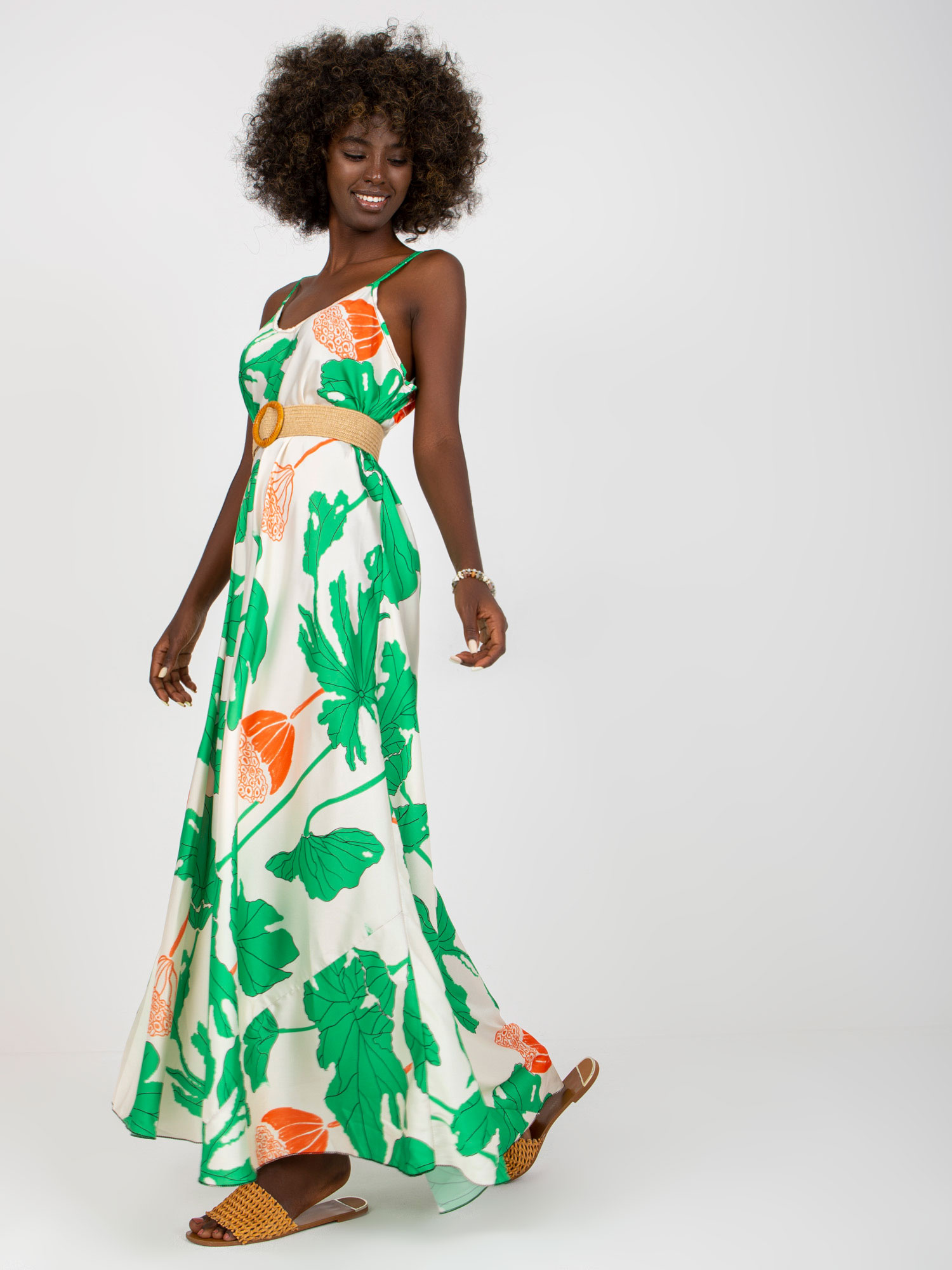 Sukienka Biało-zielony - obrazek 2