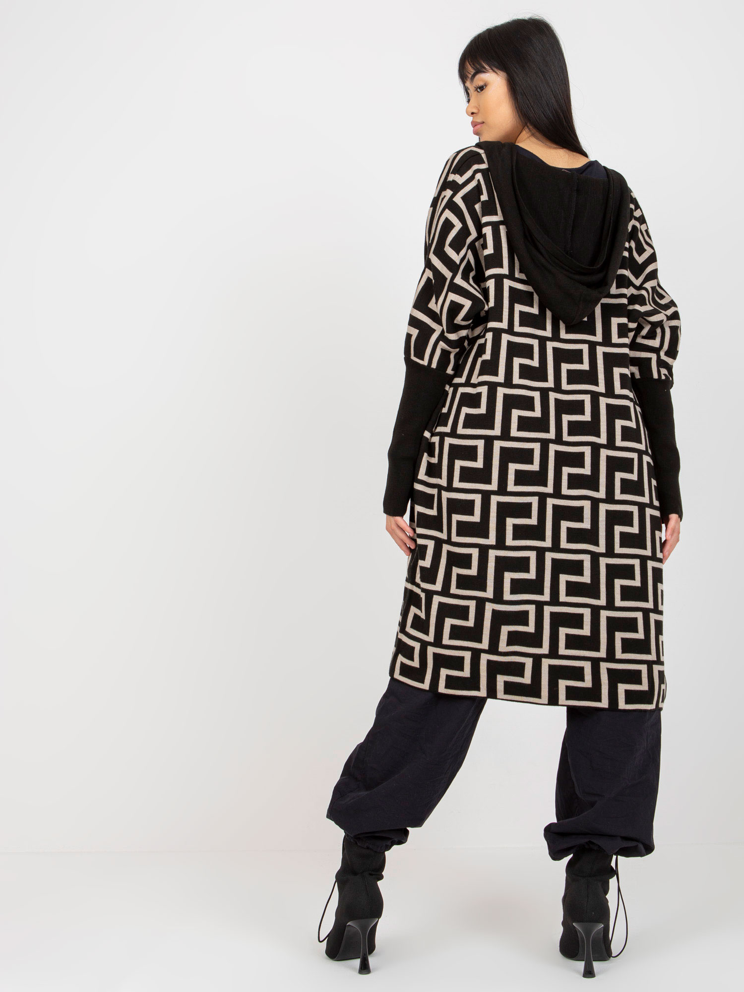 Kardigan Czarno-beżowy - obrazek 2