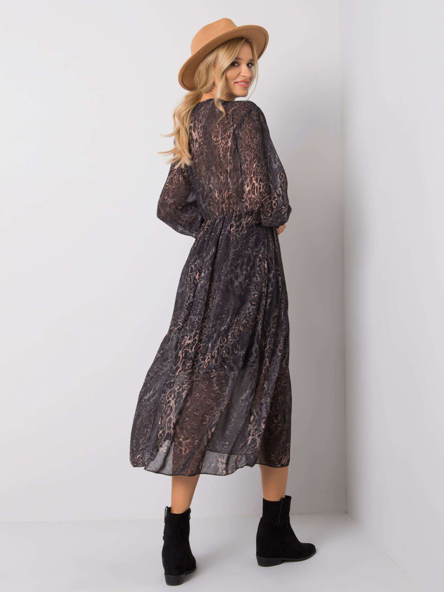 Sukienka Czarno-beżowy - obrazek 2