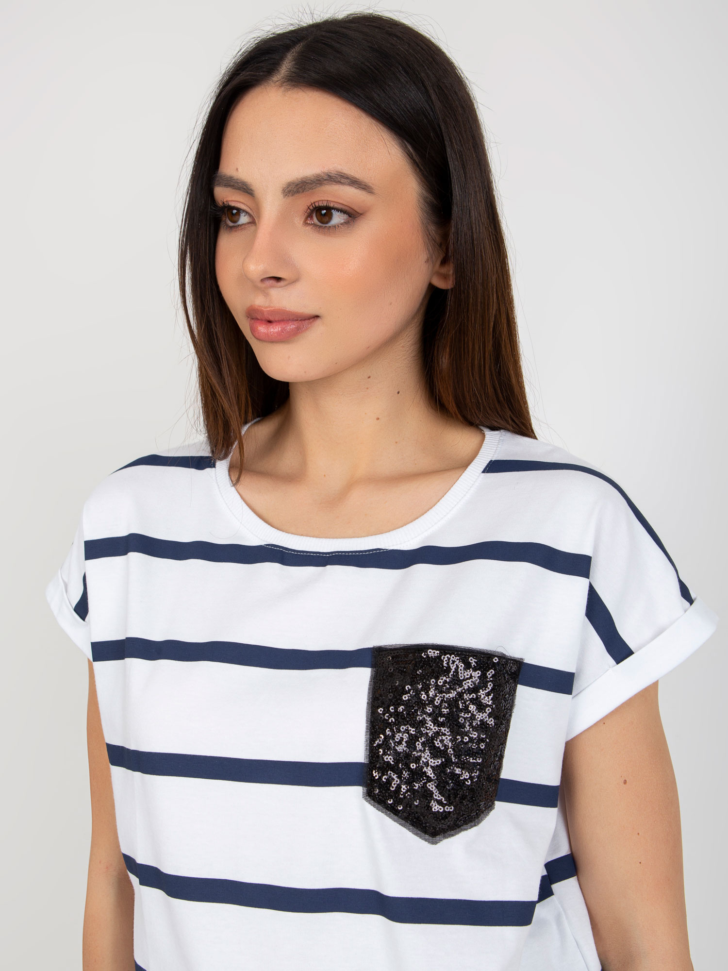 Bluzka Biało-granatowy - obrazek 2