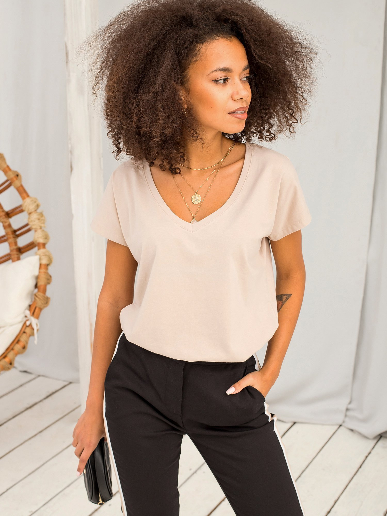 T-shirt Beżowy - obrazek 2