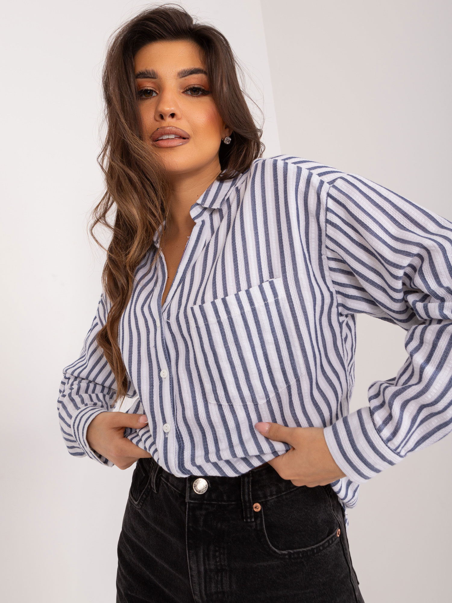 Koszula Biało-granatowy - obrazek 2