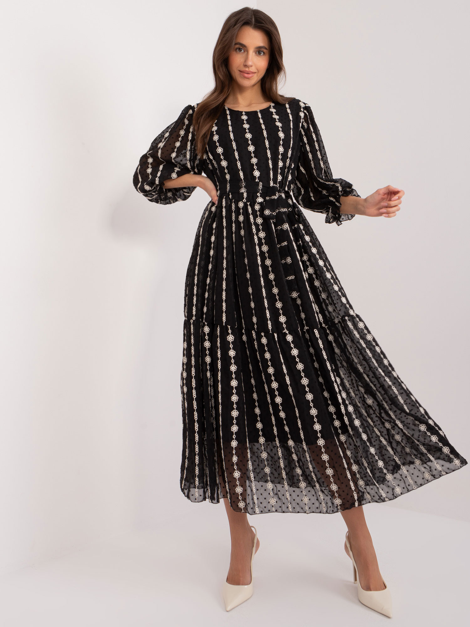 Sukienka Czarno-beżowy - obrazek 2