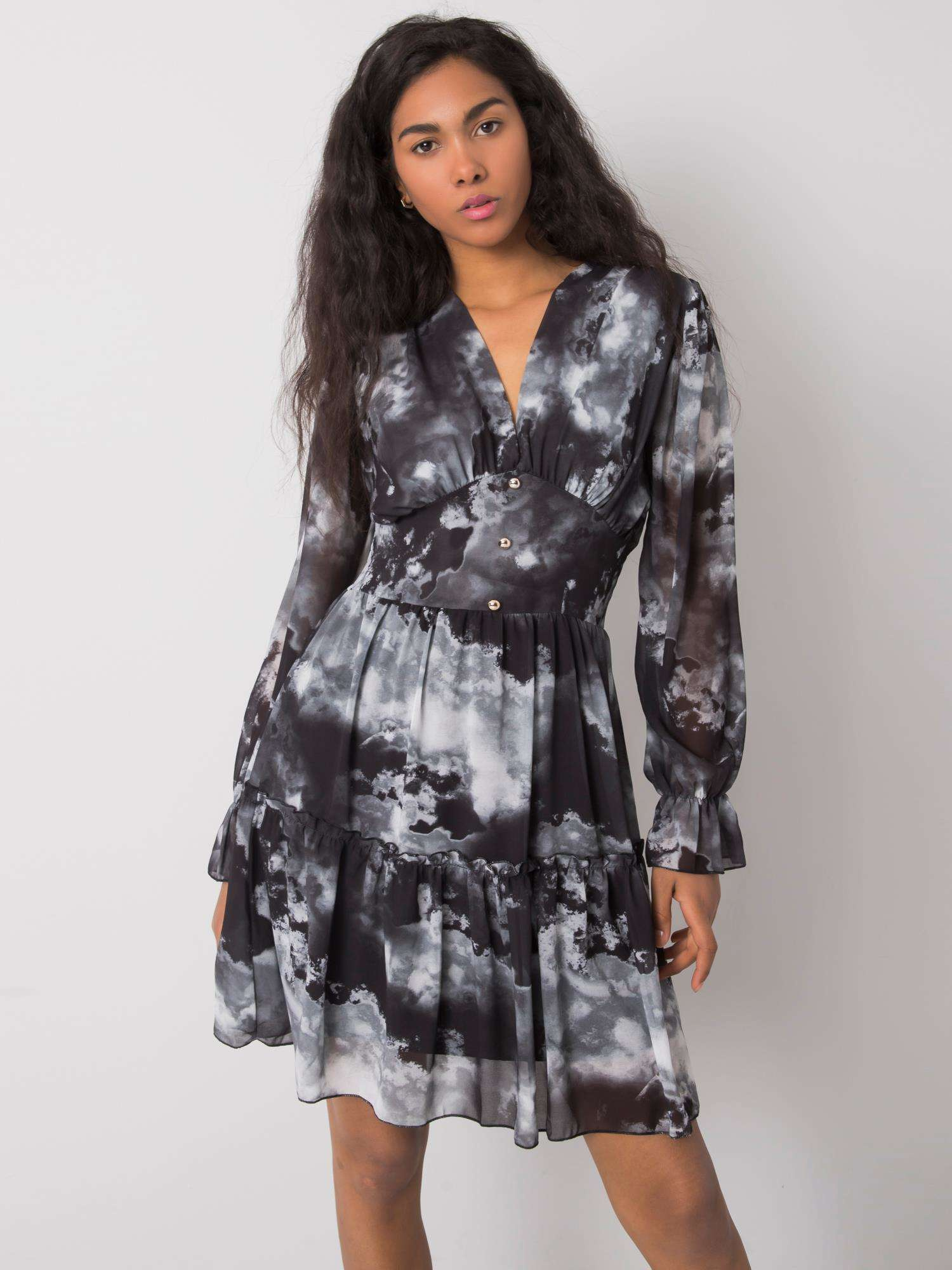 Sukienka Szaro-czarny - obrazek 2