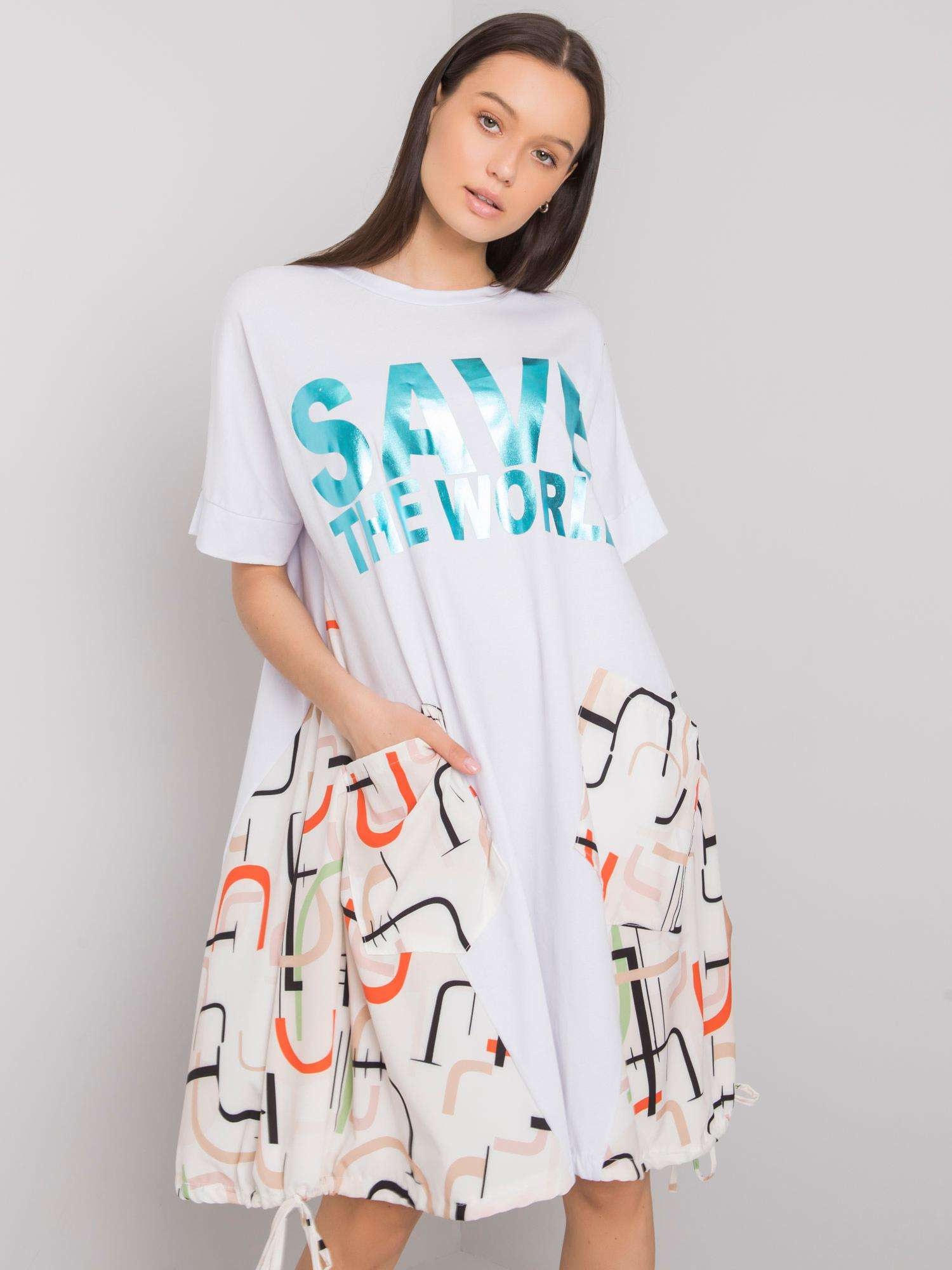 Sukienka Biało-beżowy - obrazek 2