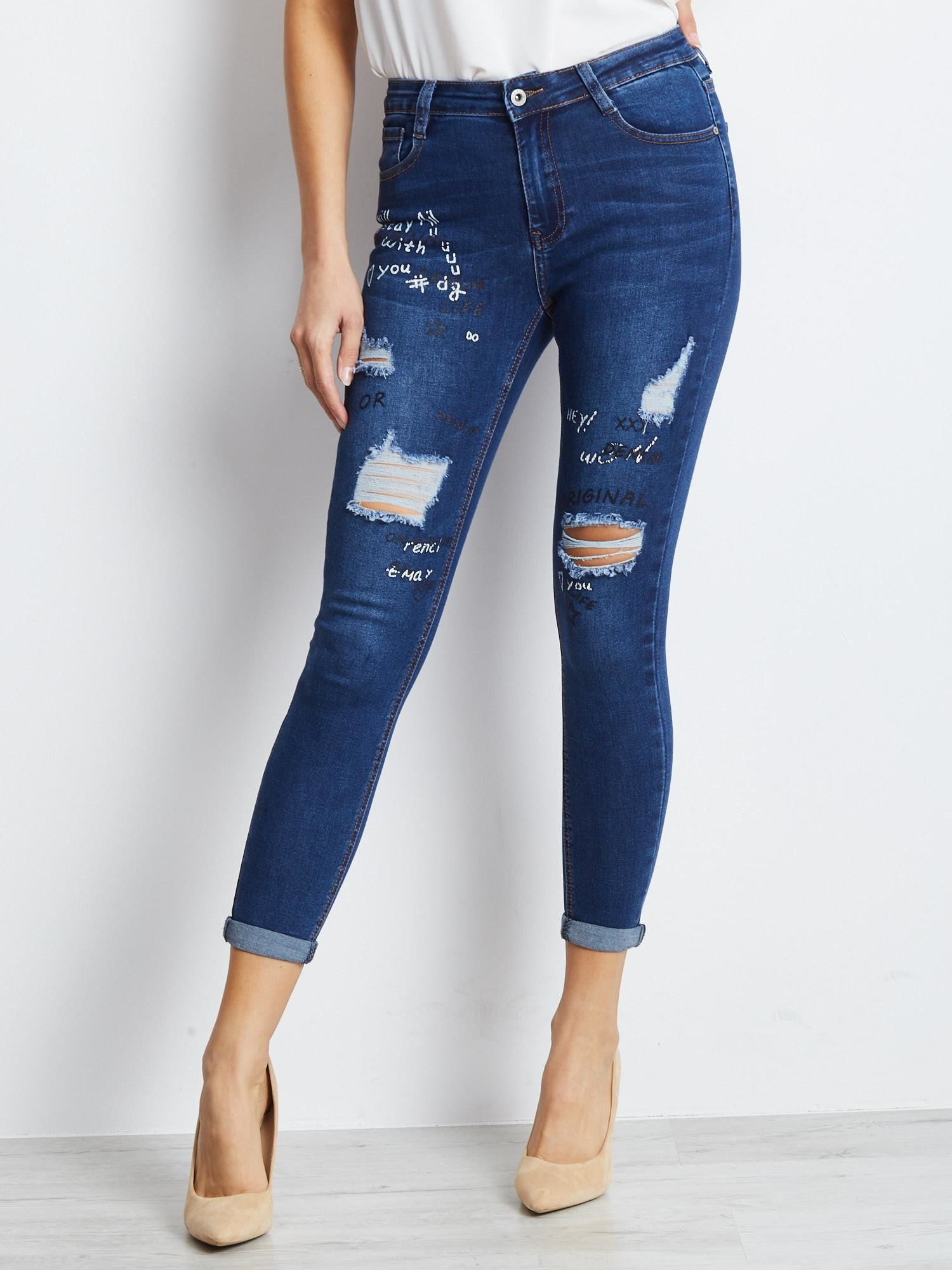 Spodnie jeans Ciemny niebieski - obrazek 2