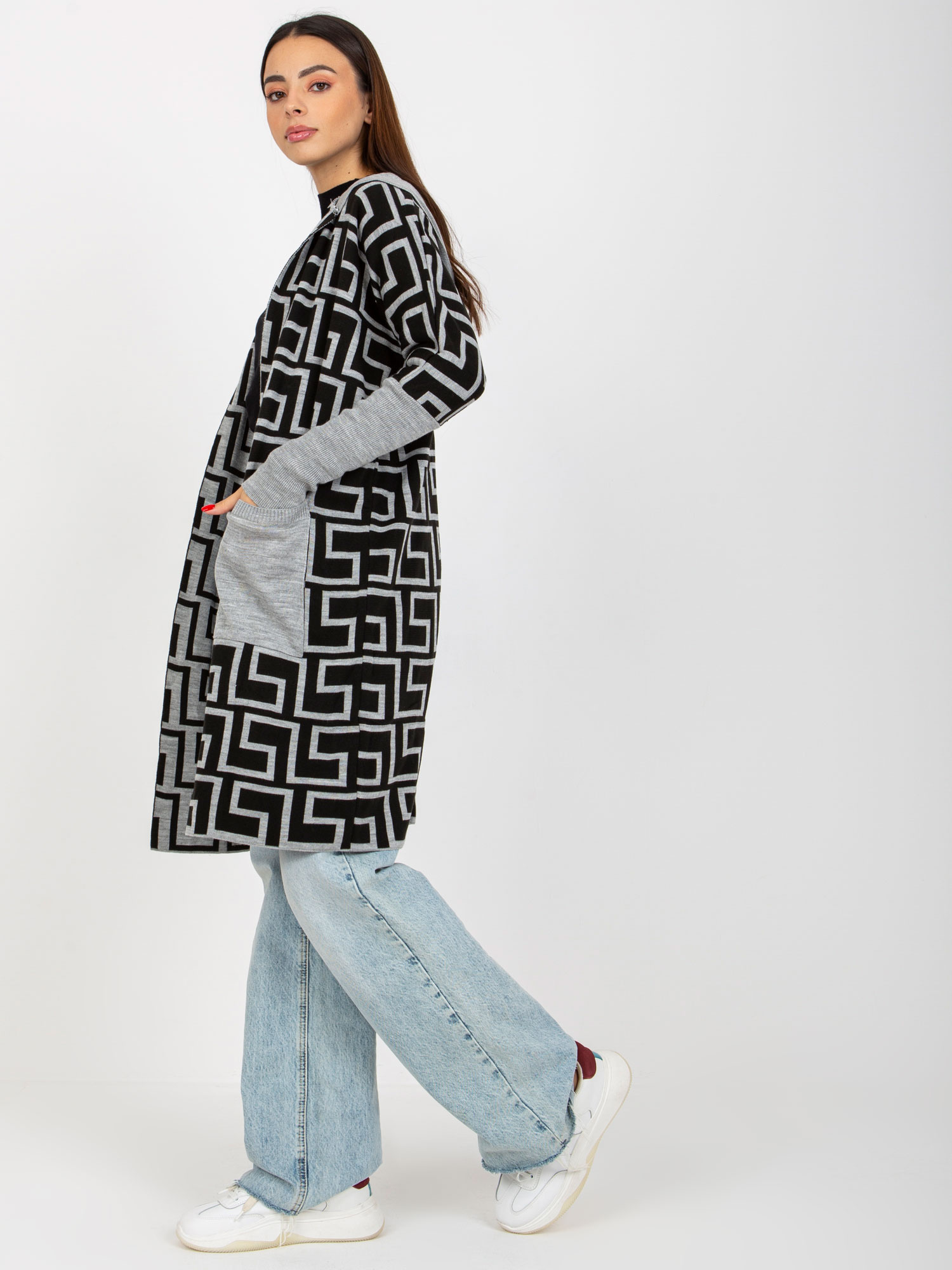 Kardigan Szaro-czarny - obrazek 3