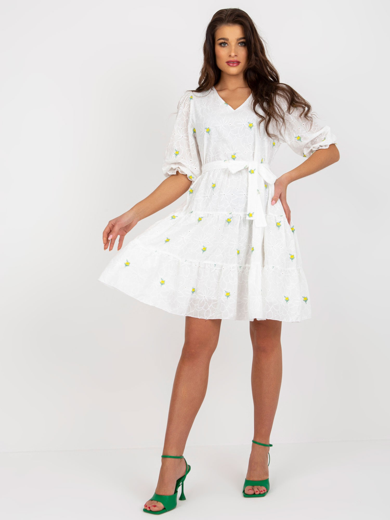 Sukienka Biało-żółty - obrazek 3