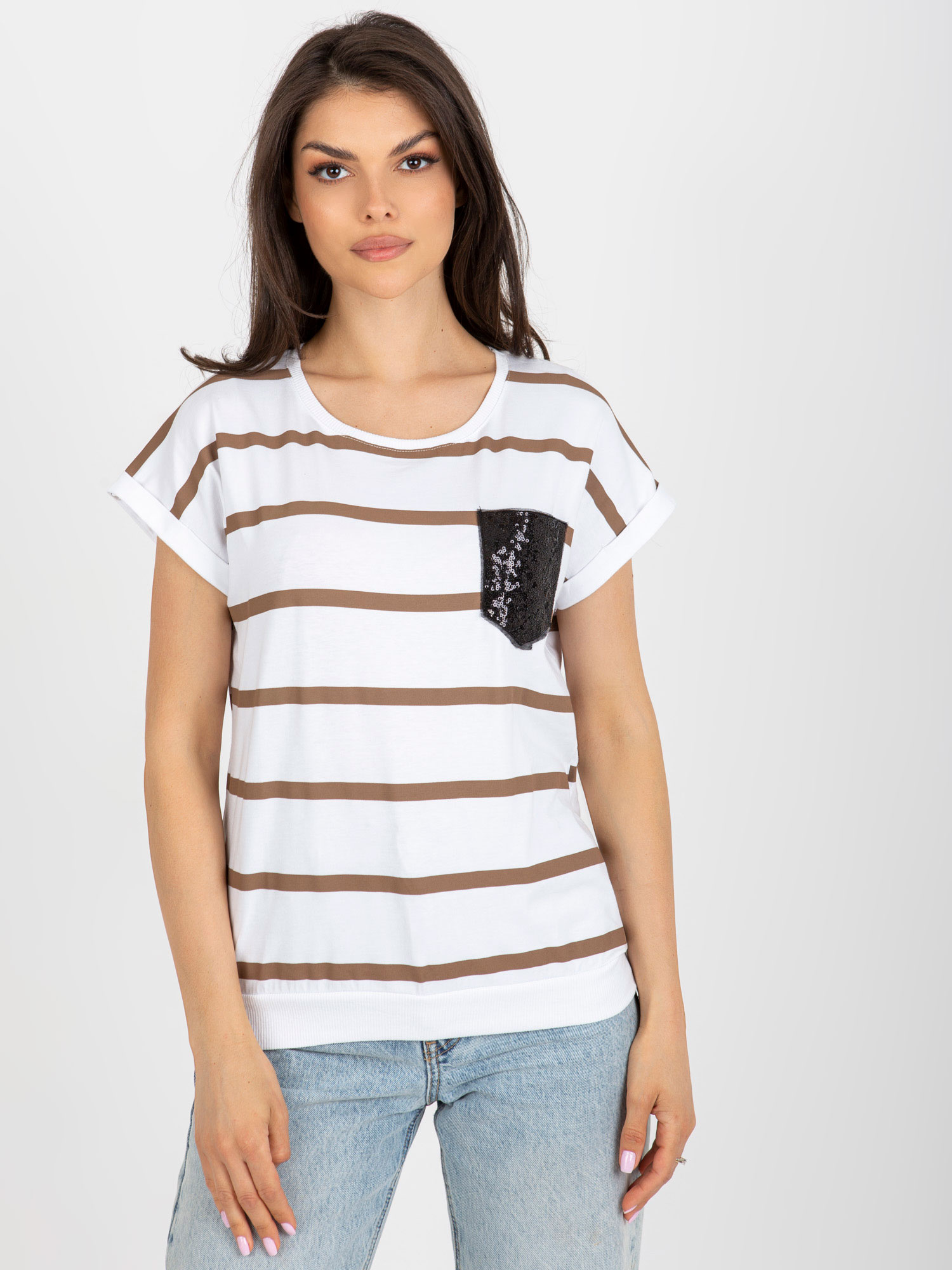 Bluzka Biało-brązowy - obrazek 3