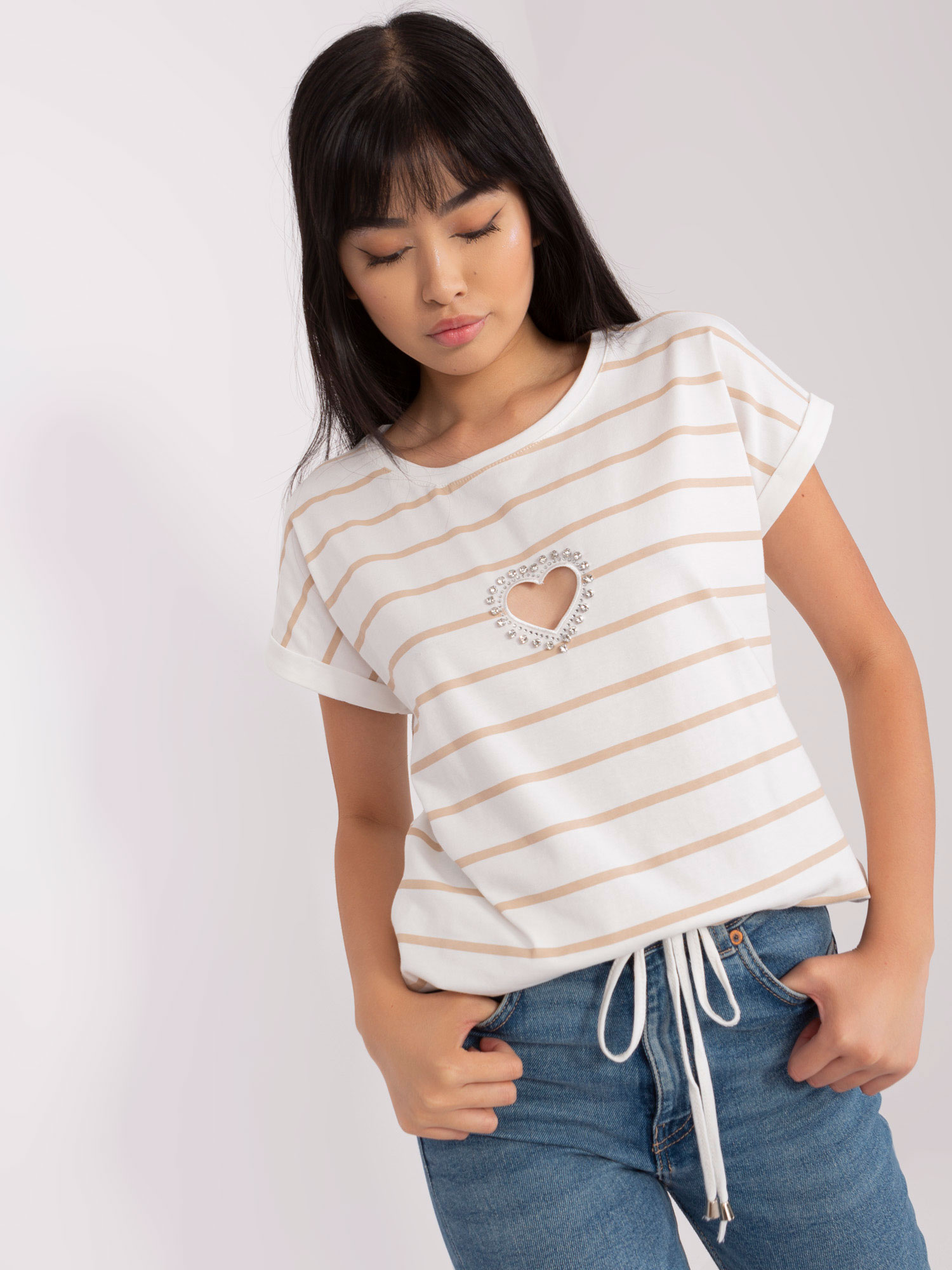 Bluzka Biało-beżowy - obrazek 3