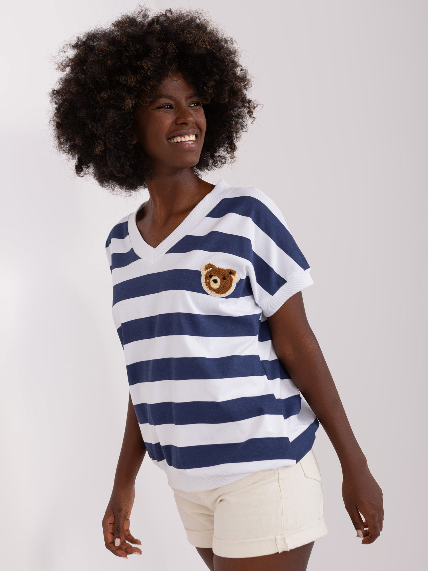 Bluzka Biało-granatowy - obrazek 3