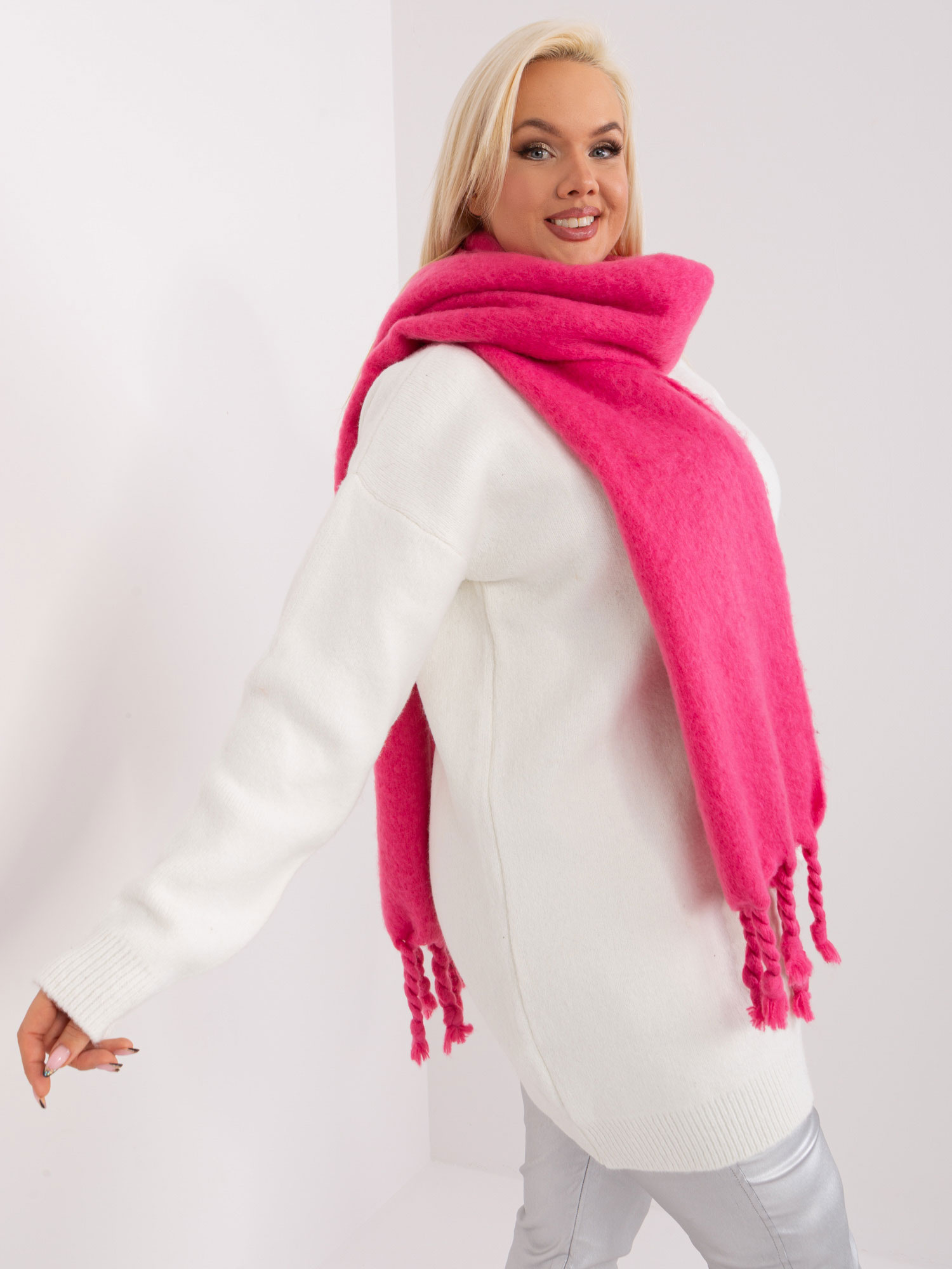 Szalik Ciemny różowy - obrazek 3