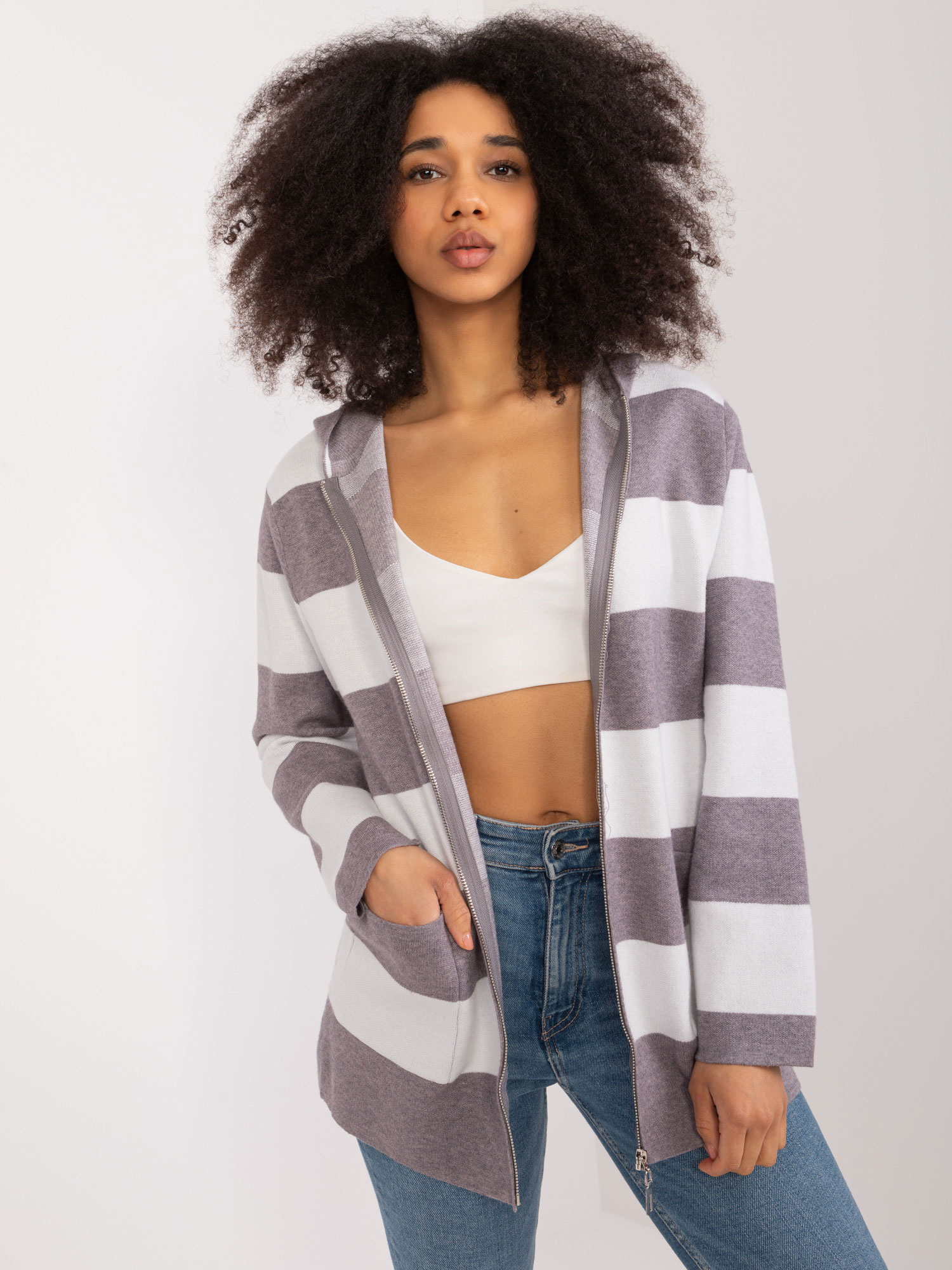 Sweter Biało-szary - obrazek 3