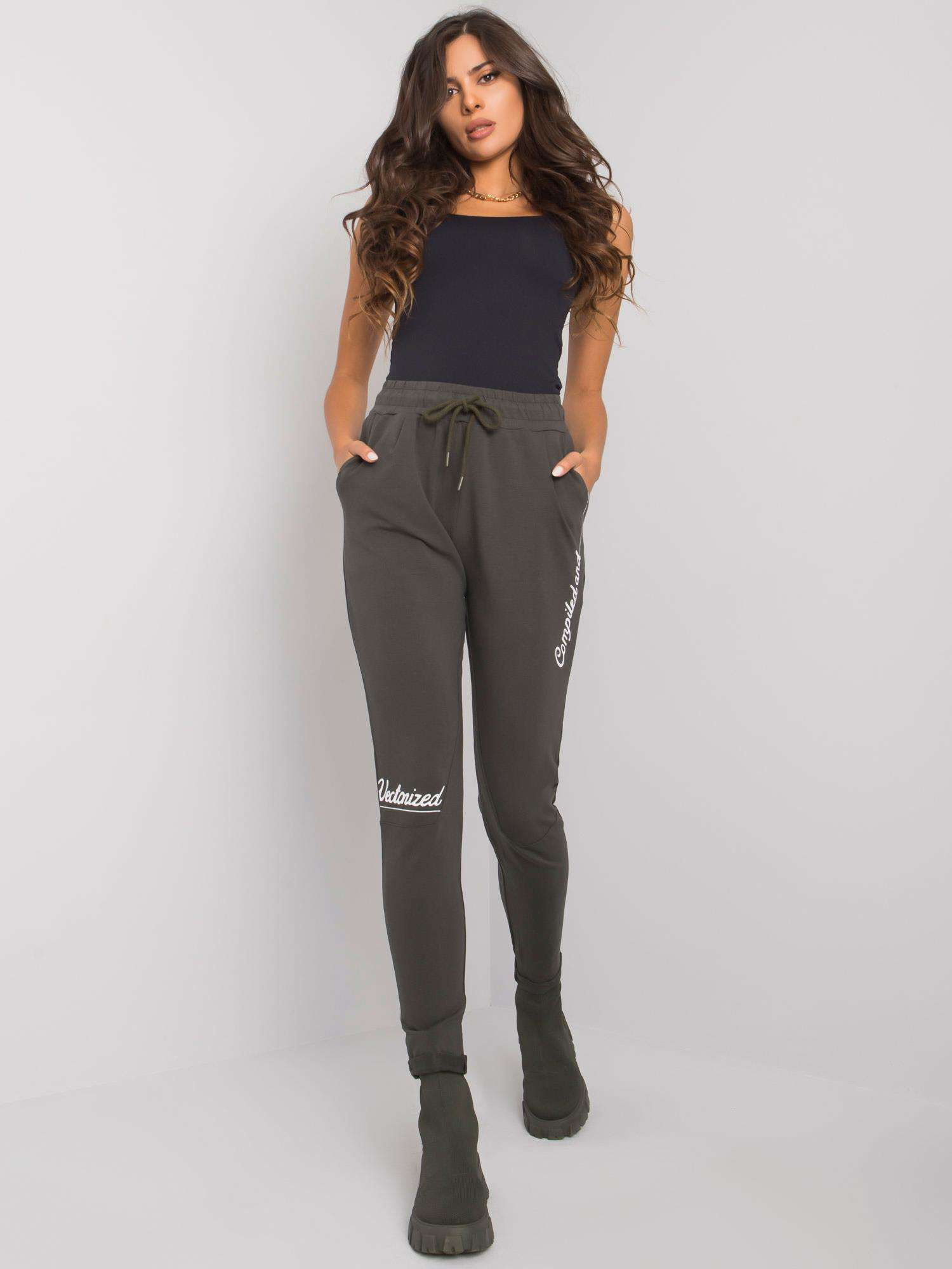 Spodnie dresowe Ciemny khaki - obrazek 3