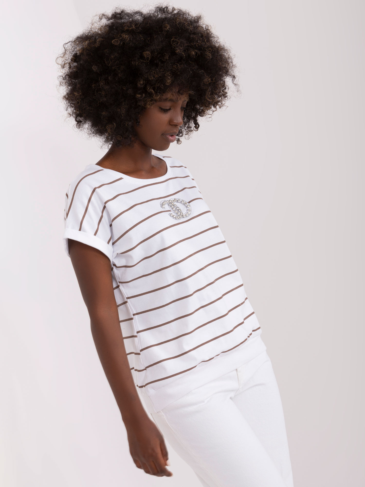 Bluzka Biało-brązowy - obrazek 4