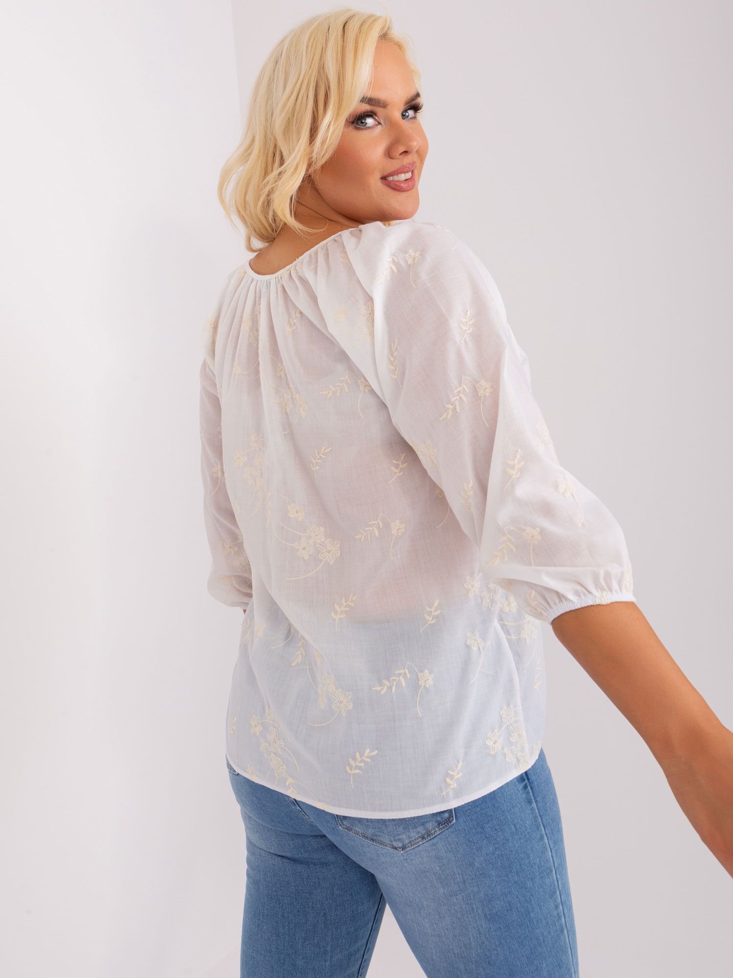 Bluzka Biało-beżowy - obrazek 4