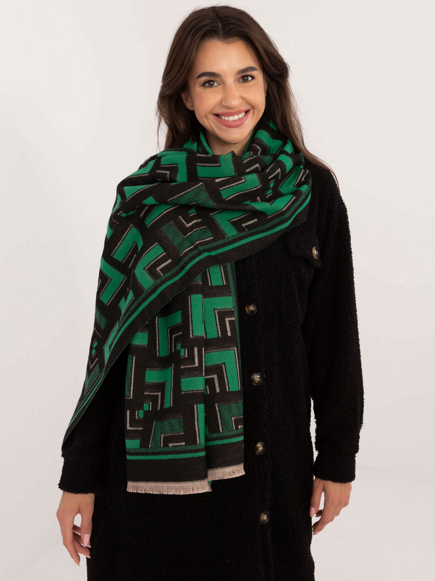 Szalik Czarno-zielony - obrazek 4