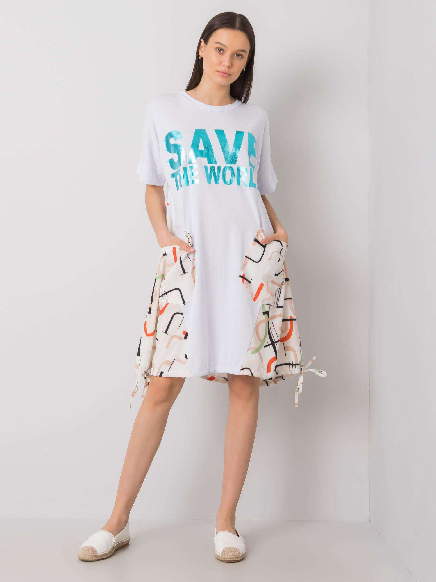 Sukienka Biało-beżowy - obrazek 4