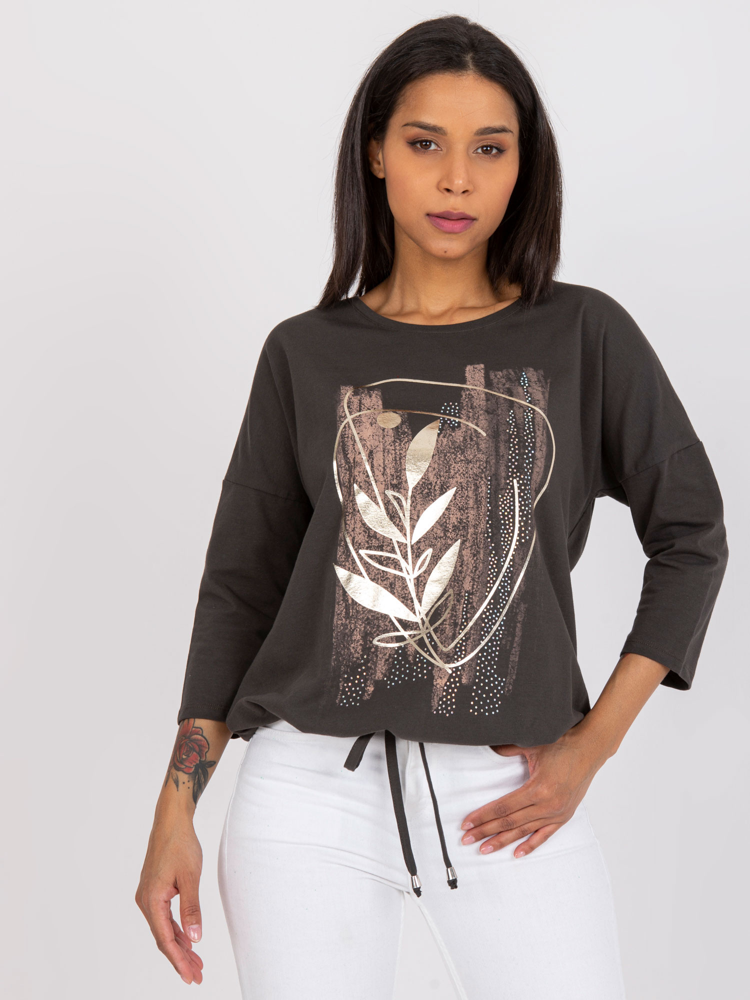 Bluzka Ciemny khaki - obrazek 4