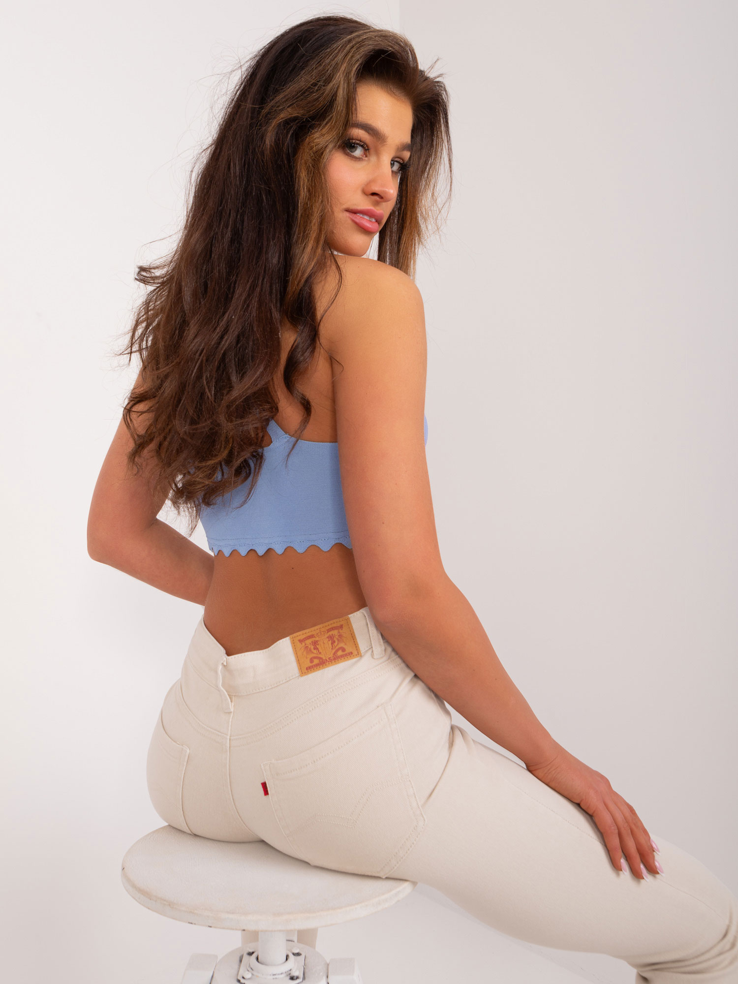 Spodnie jeans Jasny beżowy - obrazek 5