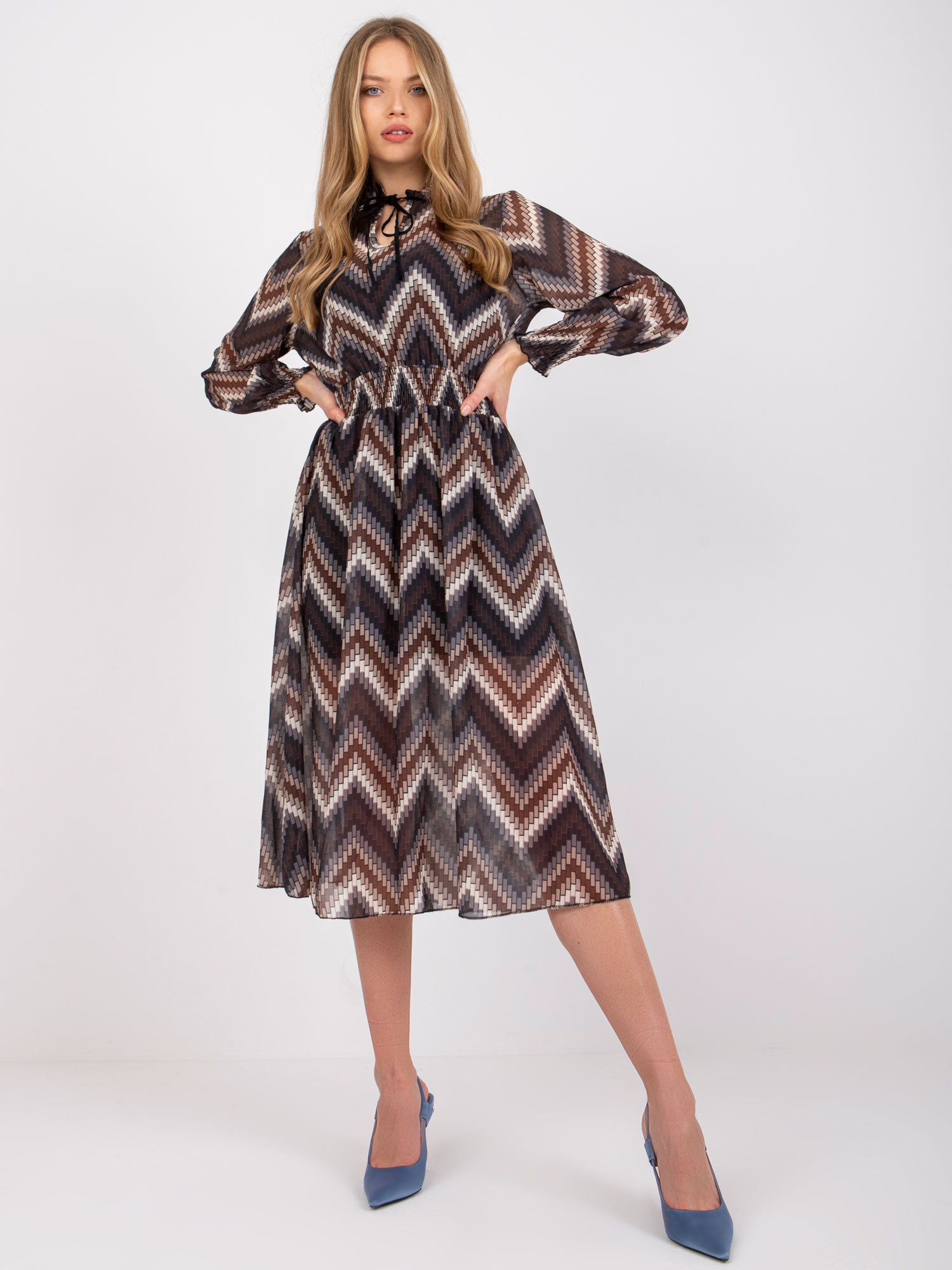 Sukienka Czarno-beżowy - obrazek 5