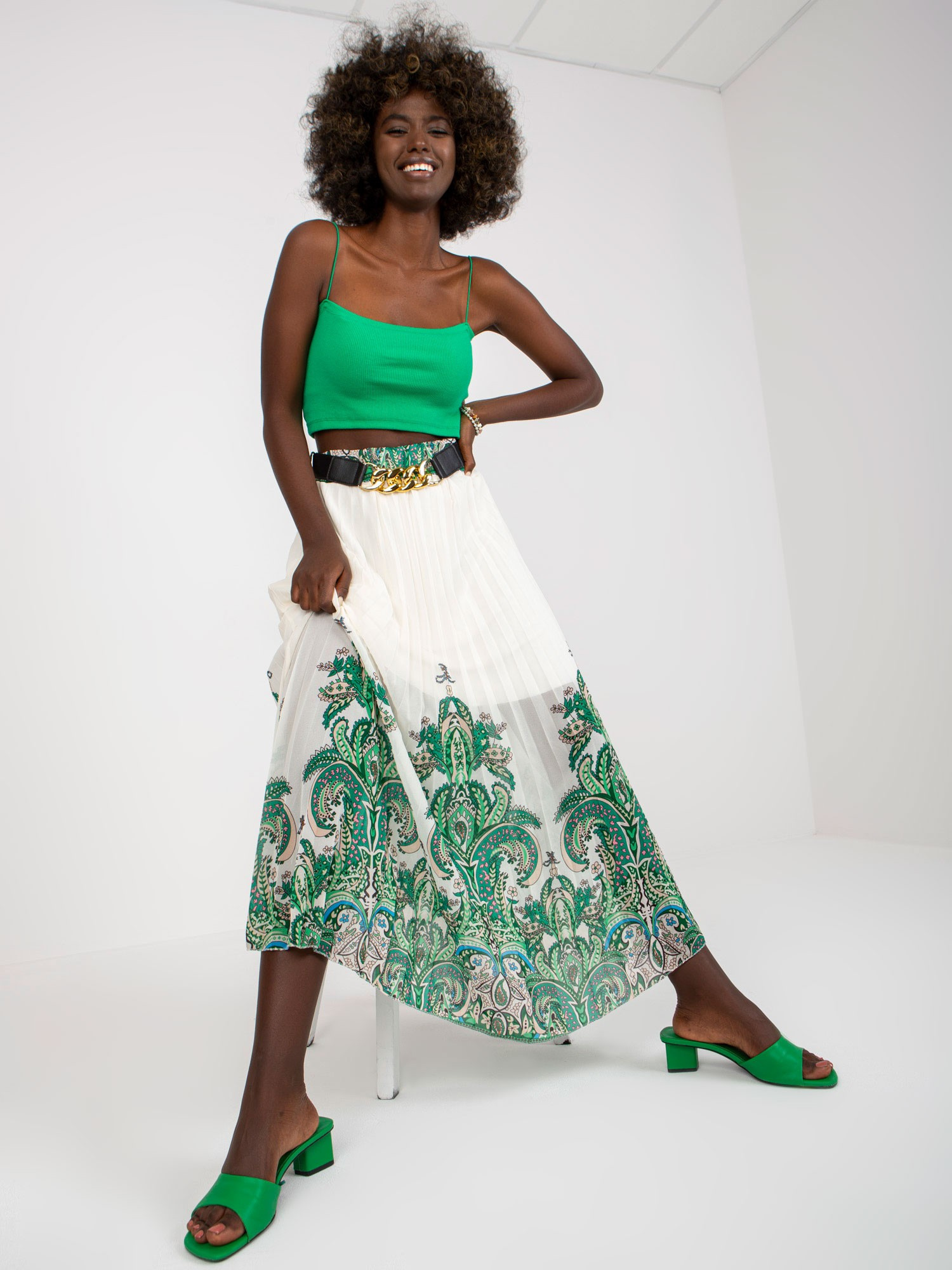 Spódnica Biało-zielony - obrazek 5