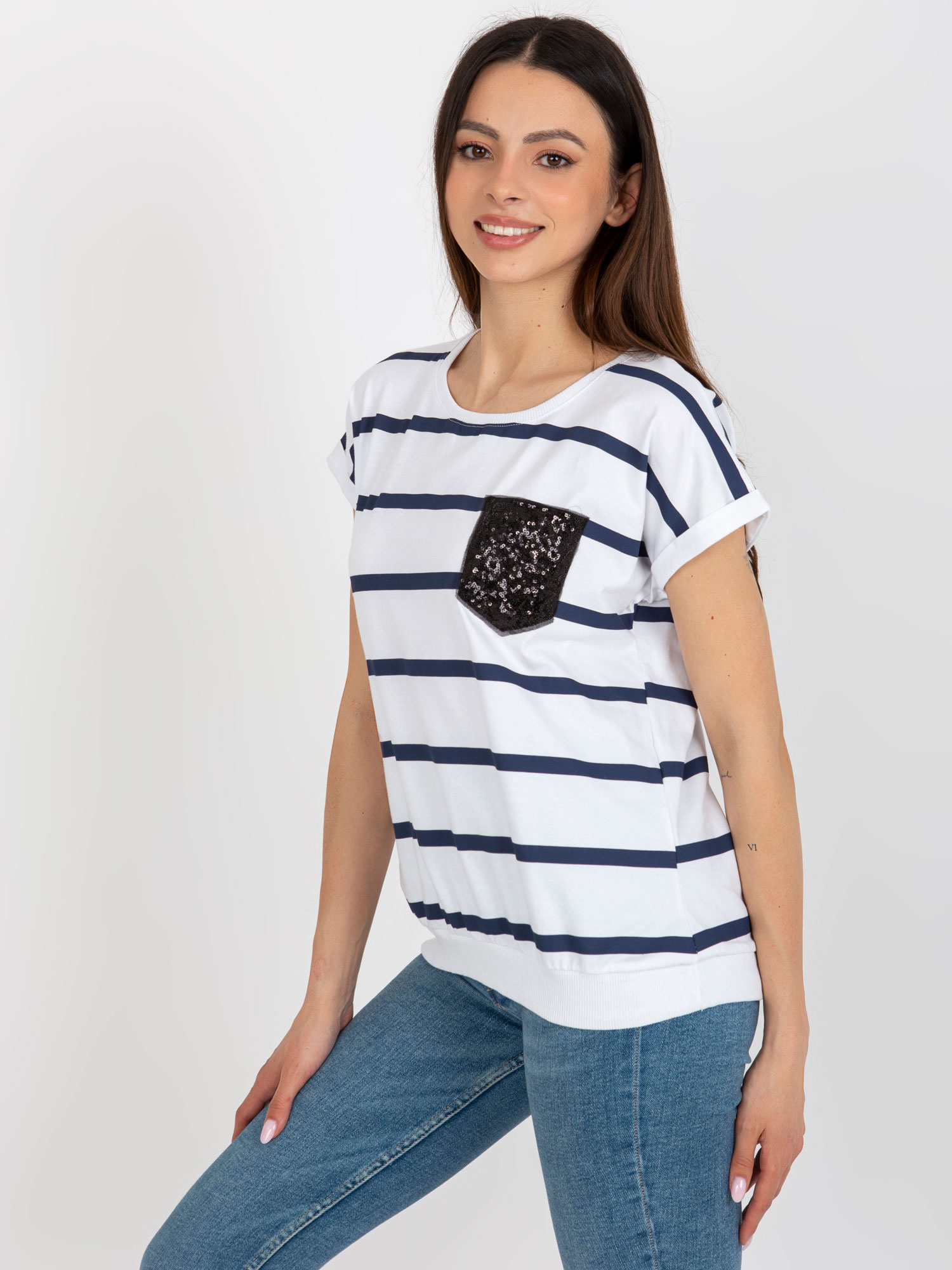 Bluzka Biało-granatowy - obrazek 5